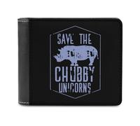 Save The Chubby Unicorns Men's Bifold Wallet Slim Cash Card Holder Leather Purse