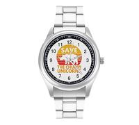 Save The Chubby Unicorns Mens Watches Print Analog Quartz Watch Business Wristwatch Casual