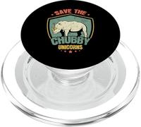 Save The Chubby Unicorns Retro Style Rhino PopSockets PopGrip for MagSafe