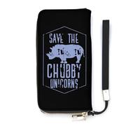 Save The Chubby Unicorns Slim Wallet for Women Long Purse Cute Clutch Wristlet Handbag Card Holders