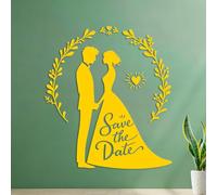 Save the Date Featuring Silhouettes of Couples with Elegant Design Elements Wall Decals Paster Paper Self Adhesive 54.6x61.3cm Yellow