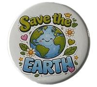Save The Earth Button Pinback Large 2.25 Inch Diameter Planet Conservation Gobal Warming Pollution