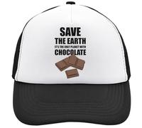 Save The Earth It's The Only Planet with Chocolate Mesh Back Trucker Cap Adjustable Snapback Hat Casu White