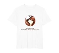 Save The Earth, It's The Only Planet with Chocolate T-Shirt, Men's Big and Tall, White, 5X Tall