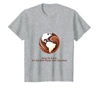 Save The Earth, It's The Only Planet with Chocolate T-Shirt, Youth, Heather Grey, Small