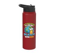 Save The Earth Only Planet with Beer Funny Beer Lover Stainless Steel Insulated Water Bottle