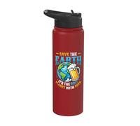 Save The Earth Only Planet with Beer Funny Beer Lover Stainless Steel Insulated Water Bottle