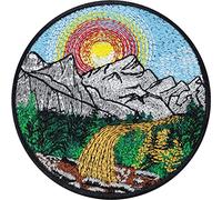 Save The Earth patch MOUNTAINS & LANDSCAPE Weatherproof sticker Embroidered sew-on image Outdoor Patch Badge Friends of Nature Patch Applique to iron on for all fabrics - 80X80 mm