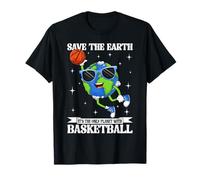 Save The Earth Planet with Basketball Earth Day Boys Kids T-Shirt
