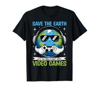 Save The Earth Planet with Video Games Earth Day Boys Kids T-Shirt