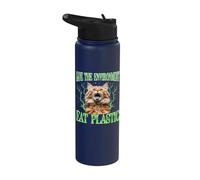 Save The Environment Eat Plastic Cat Stainless Steel Insulated Water Bottle