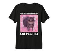 Save The Environment Eat Plastic Cute Cat Meme Premium T-Shirt