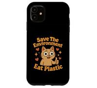 Save The Environment Eat Plastic Funny Cat Meme Case for iPhone 11