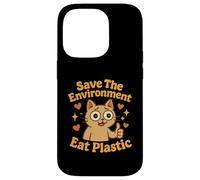 Save The Environment Eat Plastic Funny Cat Meme Case for iPhone 14 Pro