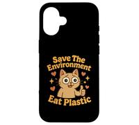 Save The Environment Eat Plastic Funny Cat Meme Case for iPhone 16