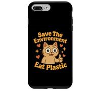 Save The Environment Eat Plastic Funny Cat Meme Case for iPhone 7 Plus/8 Plus