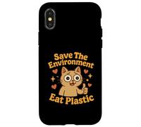 Save The Environment Eat Plastic Funny Cat Meme Case for iPhone X/XS