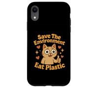Save The Environment Eat Plastic Funny Cat Meme Case for iPhone XR