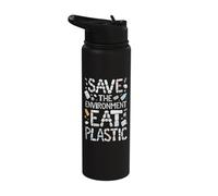 Save The Environment Eat Plastic Stainless Steel Insulated Water Bottle