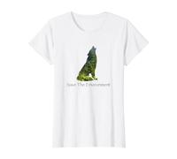 Save The Environment Wolf Silhouette Environment Protection Value Graphic T-Shirt, Women, White, L