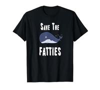 Save The fatties, Whale, Fat, Funny Saying T-Shirt, Men, Black, X-Large