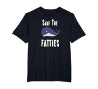 Save The fatties, Whale, Fat, Funny Saying T-Shirt, Men's Big and Tall, Black, 4X Tall