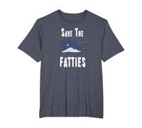 Save The fatties, Whale, Fat, Funny Saying T-Shirt, Men's Big and Tall, Heather Blue, 6X Tall
