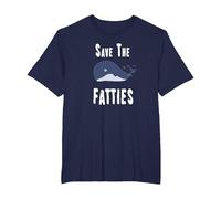 Save The fatties, Whale, Fat, Funny Saying T-Shirt, Men's Big and Tall, Navy Blue, 2X Tall