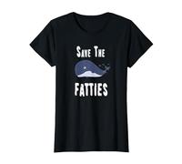 Save The fatties, Whale, Fat, Funny Saying T-Shirt, Women, Black, X-Small