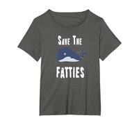 Save The fatties, Whale, Fat, Funny Saying T-Shirt, Women's Plus, Asphalt Grey, 2X