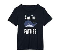 Save The fatties, Whale, Fat, Funny Saying T-Shirt, Women's Plus, Black, 3X