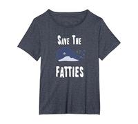 Save The fatties, Whale, Fat, Funny Saying T-Shirt, Women's Plus, Heather Blue, 2X