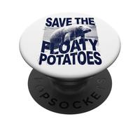 Save The Floaty Potatoes Funny Manatee Sea Cow Vintage Eco PopSockets Adhesive PopGrip