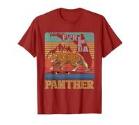 Save The Florida Panther Retro Wildlife Conservation Cougar T-Shirt, Men, Cranberry Red, Large