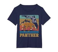 Save The Florida Panther Retro Wildlife Conservation Cougar T-Shirt, Women's Plus, Navy Blue, 5X
