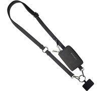 Save the Girls Clip and Go Brushed Vegan Phone Lanyard - Crossbody Phone Case with Pouch, Adjustable and Removable Strap, Black, Standard