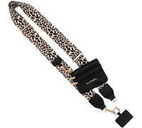 Save the Girls Clip & Go Phone Strap - Cross Body Phone String with Zipper Wallet Pouch - Phone Chain Purse Badge Holder, Leopard Strap, 49''-55'' long