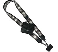 Save the Girls Fun Dots Clip and Go Phone Strap (Black/Grey - Black Pouch) - Crossbody Phone Strap Chain with Zipper Wallet Pouch - Phone Lanyard Zippered