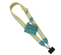 Save the Girls Fun Dots Clip and Go Phone Strap (Mustard/Aqua - Aqua Pouch) - Crossbody Phone Strap Chain with Zipper Wallet Pouch - Phone Lanyard Zippered