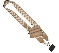 Save the Girls Original Clip and Go Phone Strap (Brown/Cream Chevron) - Crossbody Phone Strap Chain with Zipper Wallet Pouch - Phone Lanyard and Phone Strap with Zippered Pouch