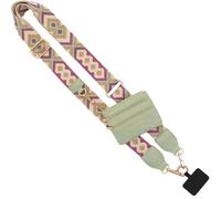 Save the Girls Original Clip and Go Phone Strap (Green/Purple Pattern - Green Pouch) - Crossbody Phone Strap Chain with Zipper Wallet Pouch - Phone Lanyard and Phone Strap with Zippered Pouch