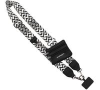 Save the Girls Original Clip and Go Phone Strap Pattern (Chevron - Black/White - Black Pouch) - Crossbody Phone Strap Chain with Zipper Wallet Pouch - Phone Lanyard Zippered