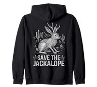 Save the Jackalope Cryptid Bunny Antlers Zip Hoodie