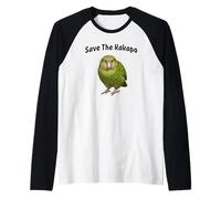 Save The Kakapo, Nocturnal Flightless Parrot of New Zealand Raglan Baseball Tee