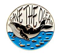 Save The Ocean Pin Badge With Humpback Whale Hard Enamel Brooch Mammal Quirky Pin Badge Sea Lfe Summer Jewellery