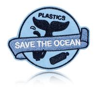 Save the Ocean Whale Tail Patch Anti Plastic Pollution Embroidered Emblem Iron On/Sew On for Backpack Tote Bag Jacket Environmental Badge for Ocean Lovers Activists Earth Day DIY Eco Awareness Apparel