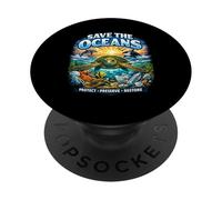 Save The Oceans - Turtle Dolphin Whale Ocean Conservation PopSockets Adhesive PopGrip