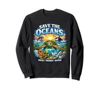Save The Oceans - Turtle Dolphin Whale Ocean Conservation Sweatshirt