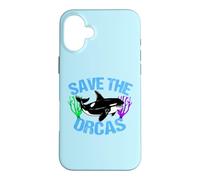 Save the Orcas Cute Ocean Animal Rights Case for iPhone 16 Plus