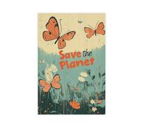 Save The Planet Butterfly & Floral Canvas Poster Bedroom Decor Landscape Office Room Decor Gift 08x12inch(20x30cm)